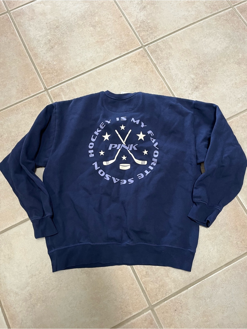 PINK Victoria's Secret Navy Hockey Graphic Crewneck - Men's